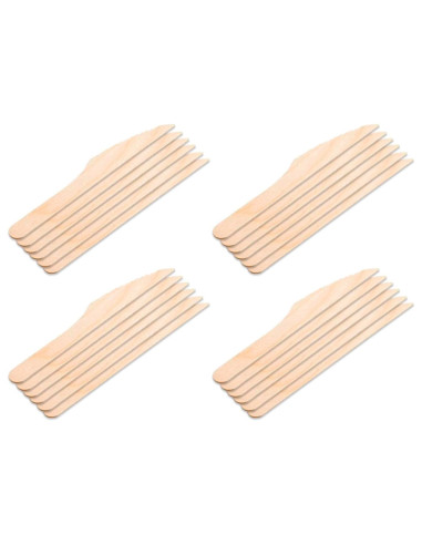 Tradineur - 16 paquetes de 12 cuchillos de madera biodegradables, reciclables, extra resistentes, producto orgánico natural - 16
