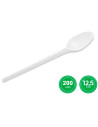Tradineur - Pack de 200 cucharitas de postre reutilizables, plástico, reciclables, extra resistentes, higiénicas, apilables, apt