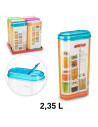 Tradineur - Recipiente reutilizable de plástico con tapa, bote de almacenaje, pasta, cereales, legumbres, frutos secos, café, fa
