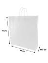 Tradineur - Pack de 50 bolsas de papel de celulosa, incluyen asas, biodegradables, regalos, tiendas, comercios (Blanco - XL - 46