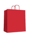 Tradineur - Pack de 50 bolsas de papel de celulosa, incluyen asas, biodegradables, regalos, tiendas, comercios (Rojo - XL - 46 x