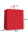 Tradineur - Pack de 50 bolsas de papel de celulosa, incluyen asas, biodegradables, regalos, tiendas, comercios (Rojo - XL - 46 x