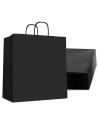 Tradineur - Pack de 50 bolsas de papel de celulosa, incluyen asas, biodegradables, regalos, tiendas, comercios (Negro - XL - 46