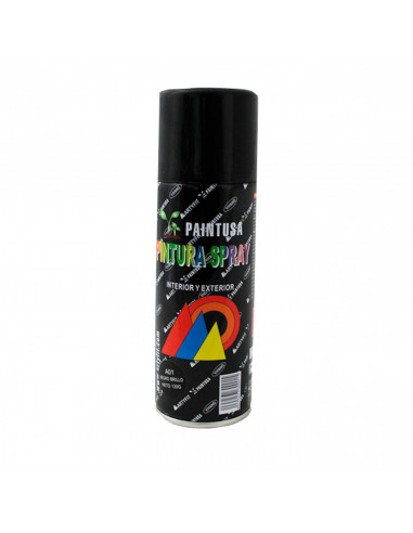 Montoro - Bote de pintura en spray color negro brillo A01 200 ml, válido para multitud de superficies de interior y exterior