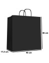 Tradineur - Pack de 50 bolsas de papel de celulosa, incluyen asas, biodegradables, regalos, tiendas, comercios (Negro - XL - 46