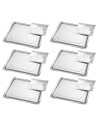 Tradineur - Pack de 6 bandejas rectangulares de cartón con blonda, fuente reciclable para pasteles con encaje de papel, decoraci