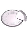 Tradineur - Pack de 6 bandejas redondas de cartón con blonda, fuente reciclable para pasteles con encaje de papel, decoración de