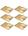 Tradineur - Pack de 6 bandejas rectangulares de cartón con blonda, fuente reciclable para pasteles con encaje de papel, decoraci