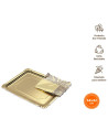 Tradineur - Pack de 6 bandejas rectangulares de cartón con blonda, fuente reciclable para pasteles con encaje de papel, decoraci