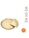 Tradineur - Pack de 6 bandejas redondas de cartón con blonda, fuente reciclable para pasteles con encaje de papel, decoración de