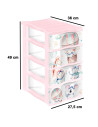 Tradineur - Cajonera de plástico, modelo Volar, 4 cajones transparentes, torre almacenaje, juguetes, dormitorio infantil, niños,