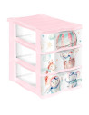 Tradineur - Cajonera de plástico, modelo Volar, 3 cajones transparentes, torre almacenaje, juguetes, dormitorio infantil, niños,