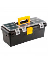 Tradineur - Caja de herramientas de plástico con asa y 8 compartimentos en la tapa, organizador, almacenamiento, fabricado en Es