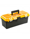 Tradineur - Caja de herramientas de plástico con asa y 8 compartimentos en la tapa, organizador, almacenamiento, fabricado en Es