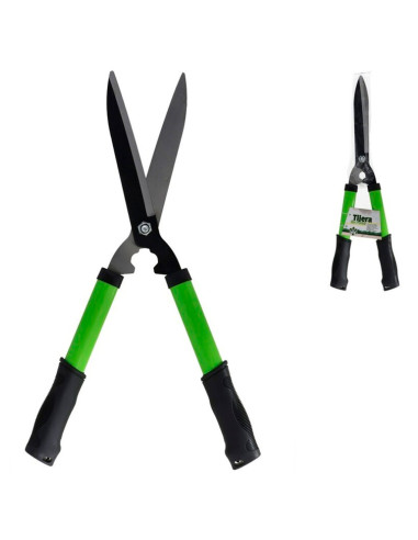 Tradineur - Tijera cortasetos, tijeras para podar a dos manos, cizalla para setos, hoja de 185 mm y mango ergonómico, jardinería
