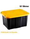 Tradineur - Caja de almacenaje apilable con tapa, plástico, cajón multiusos, ordenación, herramientas, hogar, fabricada en Españ