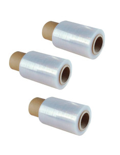 Tradineur - Pack de 3 rollos de mini film elástico para paletizar, embalar, protector extensible de embalaje, mudanzas, almacene