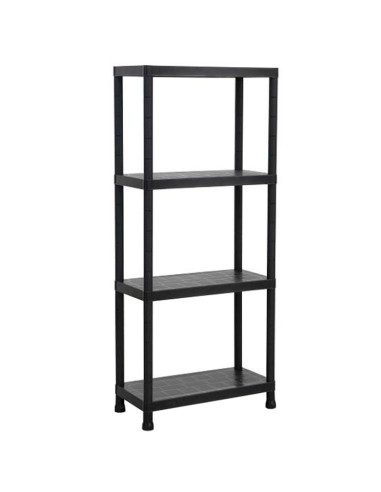 Tradineur - Estantería modular de plástico, 4 baldas, capacidad carga 100 kg, fácil montaje, almacenaje, garaje, trastero, fabri