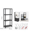 Tradineur - Estantería modular de plástico, 4 baldas, capacidad carga 100 kg, fácil montaje, almacenaje, garaje, trastero, fabri