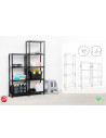 Tradineur - Estantería modular de plástico, 4 baldas, capacidad carga 100 kg, fácil montaje, almacenaje, garaje, trastero, fabri