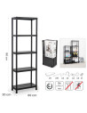 Tradineur - Estantería modular de plástico, 5 baldas, capacidad carga 125 kg, fácil montaje, almacenaje, garaje, trastero, fabri