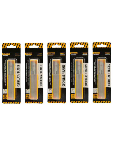 Tradineur - Pack de 50 cuchillas de cúter, anchura 18 mm, retractables y muy afiladas, acero resistente, recambios para cutter,