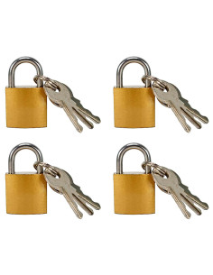 Tradineur - Pack de 4 candados de latón con llaves, arco de acero cromado, máxima seguridad, taquillas, gimnasio, maleta, armari
