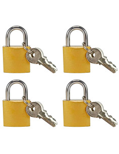 Tradineur - Pack de 4 candados de latón con llaves, arco de acero cromado, máxima seguridad, taquillas, gimnasio, maleta, armari