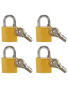 Tradineur - Pack de 4 candados de latón con llaves, arco de acero cromado, máxima seguridad, taquillas, gimnasio, maleta, armari