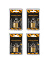 Tradineur - Pack de 4 candados de latón con llaves, arco de acero cromado, máxima seguridad, taquillas, gimnasio, maleta, armari