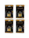 Tradineur - Pack de 4 candados de latón con llaves, arco de acero cromado, máxima seguridad, taquillas, gimnasio, maleta, armari