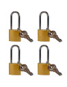 Tradineur - Pack de 4 candados de latón con llaves, arco alto de acero cromado, máxima seguridad, taquillas, gimnasio, maleta, a