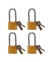 Tradineur - Pack de 4 candados de latón con llaves, arco alto de acero cromado, máxima seguridad, taquillas, gimnasio, maleta, a
