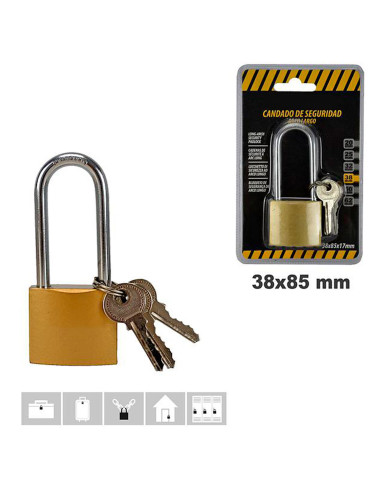 Tradineur - Pack de 4 candados de latón con llaves, arco alto de acero cromado, máxima seguridad, taquillas, gimnasio, maleta, a