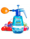 Tradineru - Botella de plástico para llenar globos de agua, incluye 100 globos, llenado súper rápido, inyector, hinchador, infla