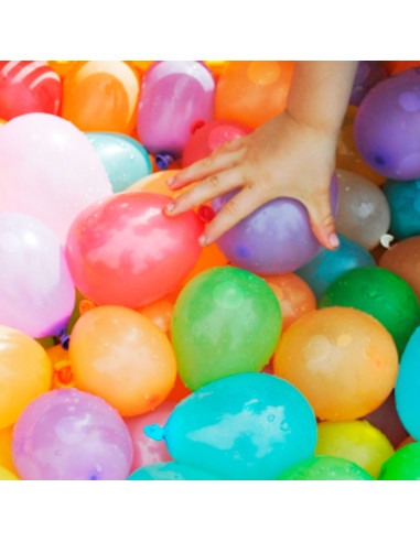 Tradineru - Botella de plástico para llenar globos de agua, incluye 100 globos, llenado súper rápido, inyector, hinchador, infla