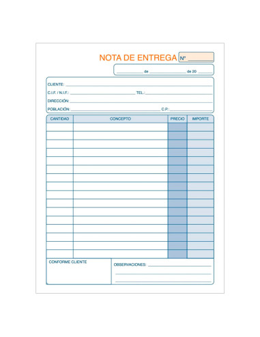 Tradineur - Pack de 6 talonarios de notas de entrega, 70 hojas, 35 juegos original + copia, autocopiativas, matriz de corte y ta