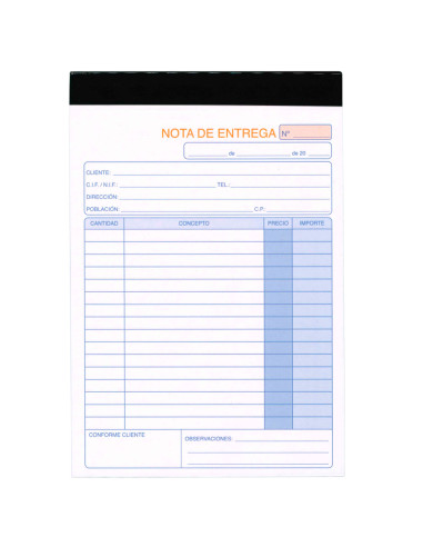 Tradineur - Pack de 6 talonarios de notas de entrega, 70 hojas, 35 juegos original + copia, autocopiativas, matriz de corte y ta