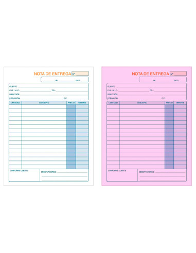 Tradineur - Pack de 6 talonarios de notas de entrega, 70 hojas, 35 juegos original + copia, autocopiativas, matriz de corte y ta