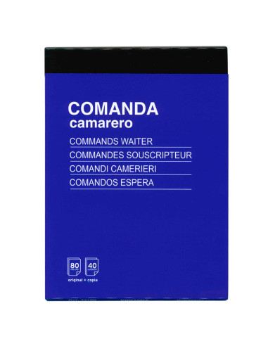 Tradineur - Pack de 6 talonarios comandas camarero, 80 hojas, 40 juegos original + copia, autocopiativas, matriz de corte y tapa