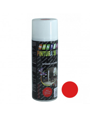 Montoro - Bote de pintura en spray rojo vivo A04 200 ml, válido para multitud de superficies de interior y exterior