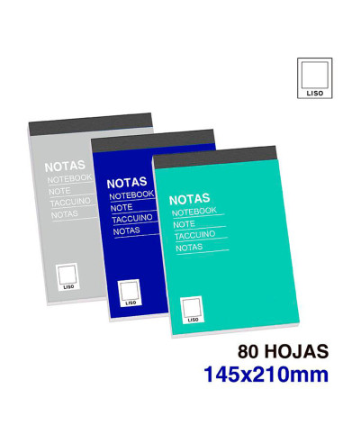 Tradineur - Pack de 6 blocs de notas, 80 hojas lisas en blanco, incluyen matriz de corte y tapas de cartón, anotaciones (Tamaño