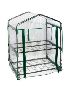 Tradineur - Mini invernadero de acero y PVC, puerta enrollable, cubierta para plantas, cultivos, portátil, interior y exterior,