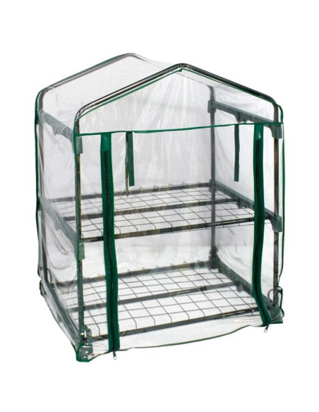 Tradineur - Mini invernadero de acero y PVC, puerta enrollable, cubierta para plantas, cultivos, portátil, interior y exterior,