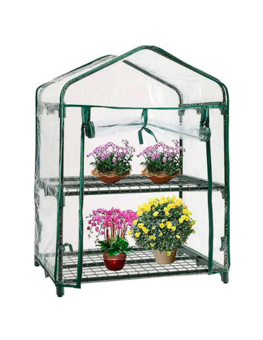 Tradineur - Mini invernadero de acero y PVC, puerta enrollable, cubierta para plantas, cultivos, portátil, interior y exterior,