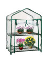 Tradineur - Mini invernadero de acero y PVC, puerta enrollable, cubierta para plantas, cultivos, portátil, interior y exterior,