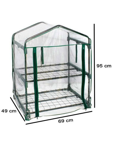Tradineur - Mini invernadero de acero y PVC, puerta enrollable, cubierta para plantas, cultivos, portátil, interior y exterior,