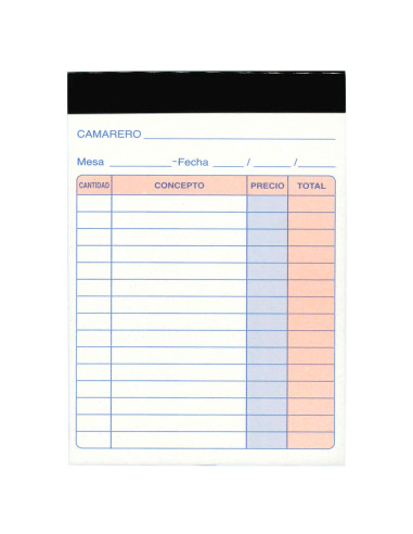 Tradineur - Pack de 12 blocs de camarero, 80 hojas, 40 juegos original + copia, autocopiativo, matriz de corte y tapas de cartón