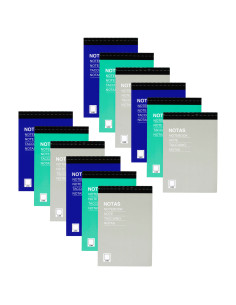 Tradineur - Pack de 12 blocs de notas, 80 hojas lisas en blanco, incluyen matriz de corte y tapas de cartón, hacer anotaciones (