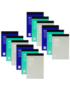 Tradineur - Pack de 12 blocs de notas, 80 hojas cuadriculadas, incluyen matriz de corte y tapas de cartón, hacer anotaciones (Ta